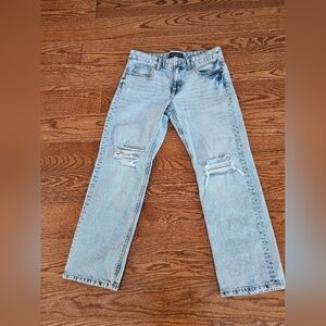 Aeropostale Low Rise Baggy Light Blue Distressed Jeans Size 6 Short